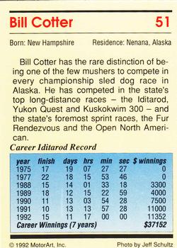 1992 MotorArt Iditarod Sled Dog Race #51 Bill Cotter Back